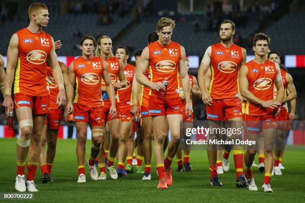 Tom Lynch of the Suns looks dejected after defeat during the round 14 AFL match between the St Kilda Saints and the Gold Coast Suns at Etihad Stadium...