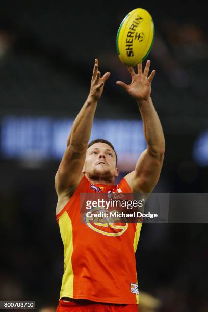 Steven May of the Suns during the round 14 AFL match between the St Kilda Saints and the Gold Coast Suns at Etihad Stadium on June 25, 2017 in...