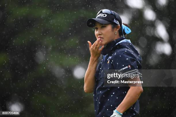 Ha-Neul Kim of South Korea looks on during the final round of the Earth Mondamin Cup at the Camellia Hills Country Club on June 25, 2017 in...