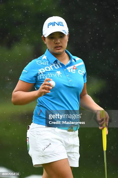 Ai Suzuki of Japan reacts during the final round of the Earth Mondamin Cup at the Camellia Hills Country Club on June 25, 2017 in Sodegaura, Japan.