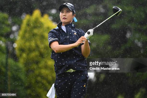 Ha-Neul Kim of South Korea looks on during the final round of the Earth Mondamin Cup at the Camellia Hills Country Club on June 25, 2017 in...