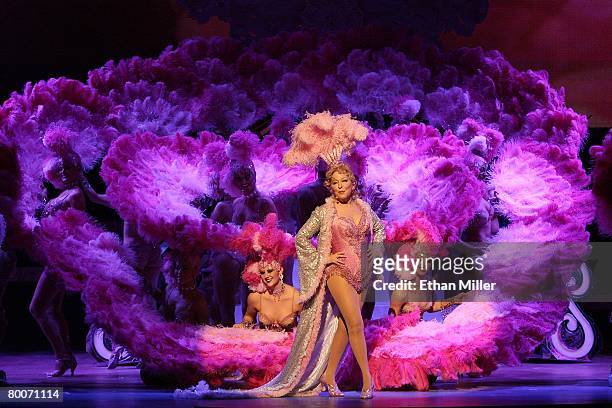 Bette Midler performs during the premiere of her new show, "The Showgirl Must Go On" at The Colosseum at Caesars Palace February 20, 2008 in Las...