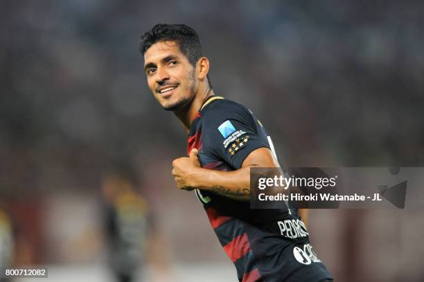 Pedro Junior of Kashima Antlers celebrates scoring the opening goal during the J.League J1 match between Kashima Antlers and Albirex Niigata at...