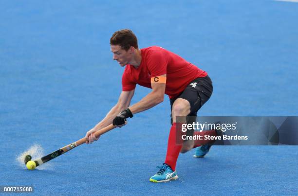 Tupper Scott of Canada in action during the 5th/6th place match between India and Canada on day nine of the Hero Hockey World League Semi-Final at...