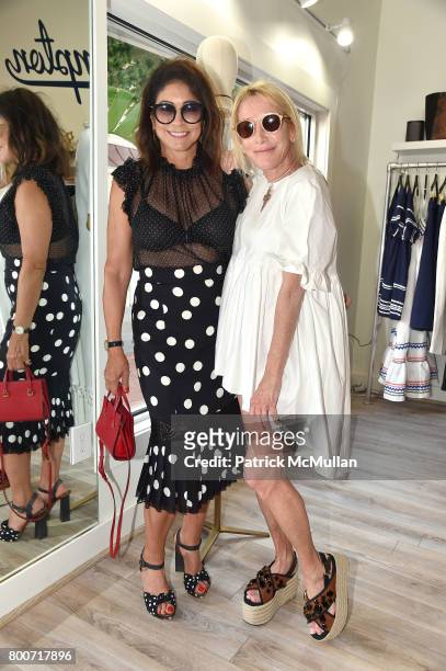 Caroline Hirsch and Lisa Jackson attend Lisa Jackson & David Chines hosts LJ Cross, Rose & Shopping Party at Copious Row at Copious Row on June 24,...