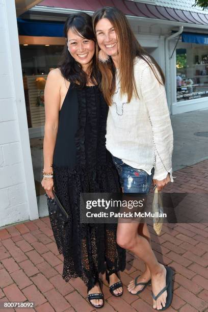 Katherine Wong and Dana Taylor attend Lisa Jackson & David Chines hosts LJ Cross, Rose & Shopping Party at Copious Row at Copious Row on June 24,...