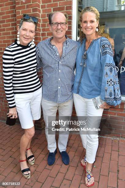 Kelly Pasciucco, Jerry Pasciucco and Ashley McDermott attend Lisa Jackson & David Chines hosts LJ Cross, Rose & Shopping Party at Copious Row at...