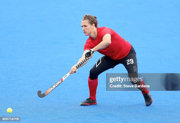 Taylor Curran of Canada in action during the 5th/6th place match between India and Canada on day nine of the Hero Hockey World League Semi-Final at...
