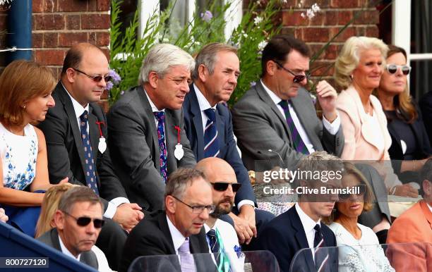 John Bercow, Speaker of the House of Commons, watches on during the mens singles final between Feliciano Lopez of Spain and Marin Cilic of Croatia...