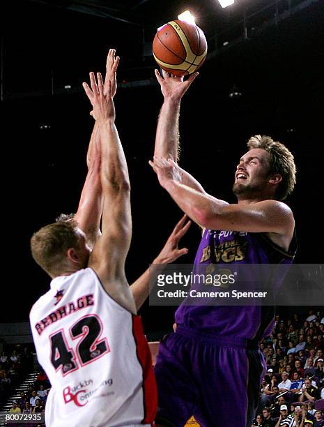 Mark Worthington of the Kings lays up the ball during game three of the NBL semi-final series between the Sydney Kings and the Perth Wildcats at the...