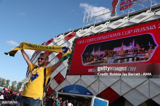 An Australia fan poses prior to the FIFA Confederations Cup Russia 2017 Group B match between Chile and Australia at Spartak Arena on June 25, 2017...