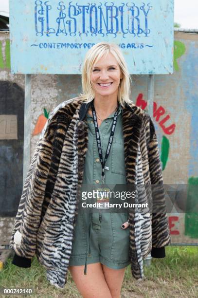 Jo Whiley attends day 4 of the Glastonbury Festival 2017 at Worthy Farm, Pilton on June 25, 2017 in Glastonbury, England.