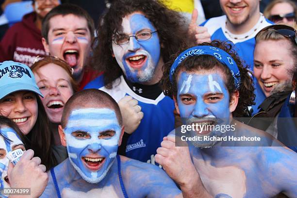 Birmingham City fans enjoy the Barclays Premier League match between Birmingham City and Tottenham Hotspur at St. Andrews on March 1, 2008 in...