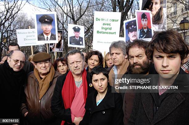 French-Colombian hostage Ingrid Betancourt's son Lorenzo Delloye-Betancourt and French theater director Robert Hossein , singer Renaud , journalist...