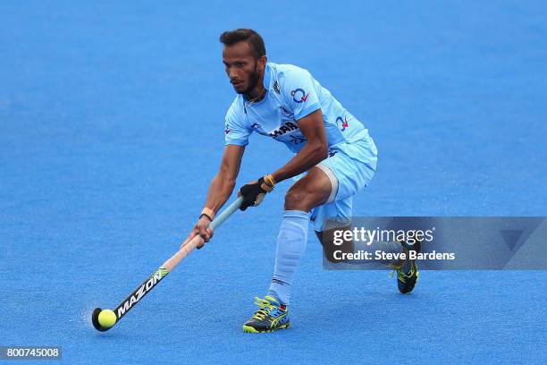 Sunil Sowmarpet of India in action during the 5th/6th place match between India and Canada on day nine of the Hero Hockey World League Semi-Final at...
