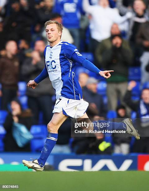 Sebastian Larsson of City celebrates scoring his teams 2nd goal during the Barclays Premier League match between Birmingham City and Tottenham...