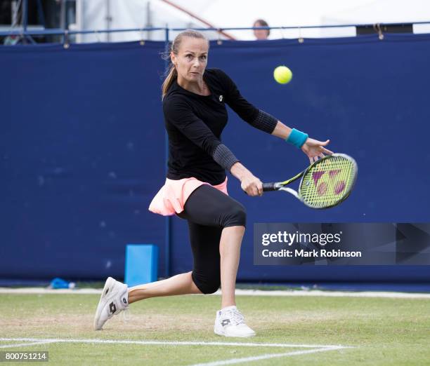 Magdalena Rybarikova of Russia during the womens's singles final on June 25, 2017 in Ilkley, England.