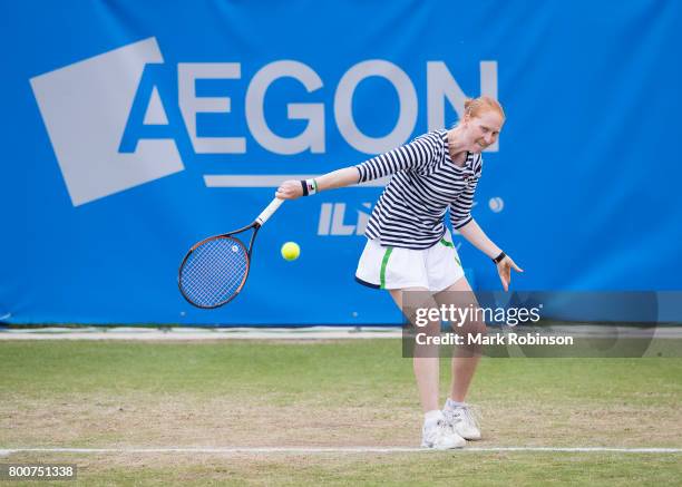 Alison van Uytvanck of Belgium during the womens's singles final on June 25, 2017 in Ilkley, England.