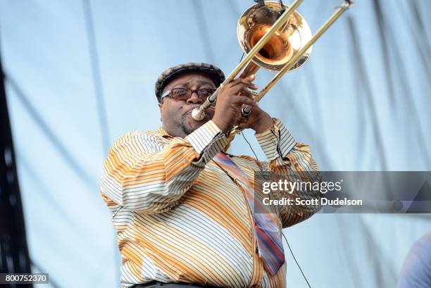 Musician Ronell Johnson of The Preservation Hall Jazz Band performs onstage during Arroyo Seco Weekend at the Brookside Golf Course on June 24, 2017...