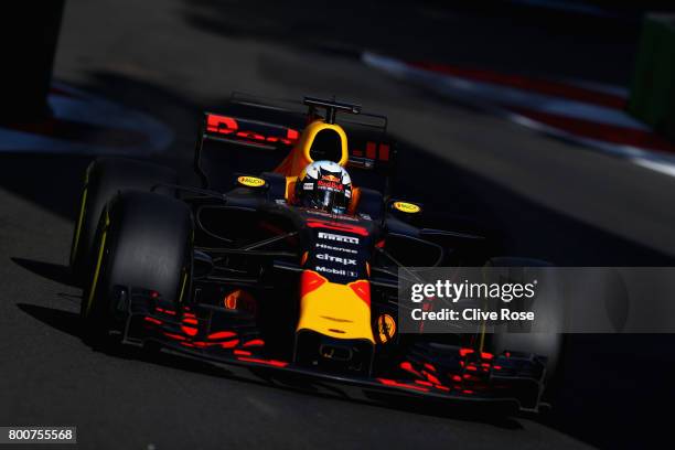 Daniel Ricciardo of Australia driving the Red Bull Racing Red Bull-TAG Heuer RB13 TAG Heuer on track during the Azerbaijan Formula One Grand Prix at...