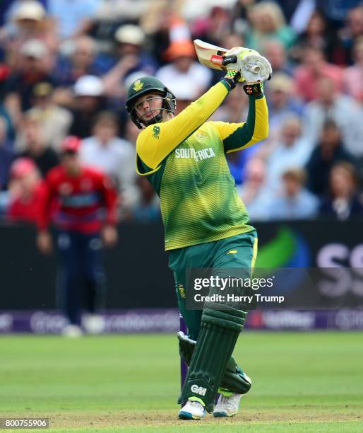 Smuts of South Africa bats during the 3rd NatWest T20 International between England and South Africa at the SWALEC Stadium on June 25, 2017 in...