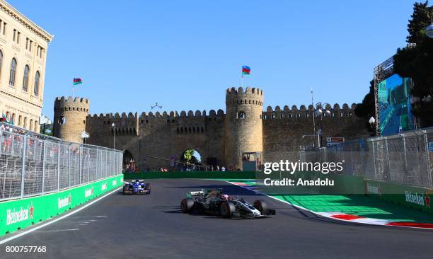 General view of the Azerbaijan Formula One Grand Prix at Baku City Circuit in Baku, Azerbaijan on June 25, 2017.