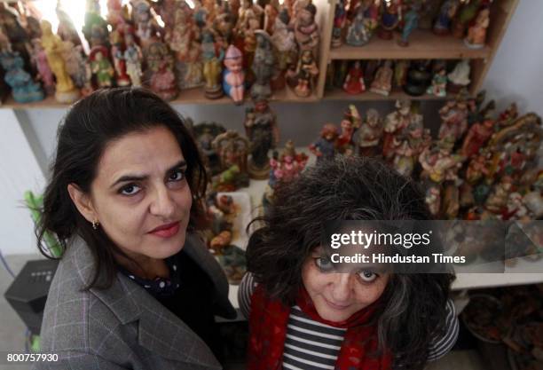 Indian artists Bharti Kher and Dayanita Singh during an exclusive interview with Hindustan Times, at Bharti Kher's studio, in Udyog Vihar Phase-1...