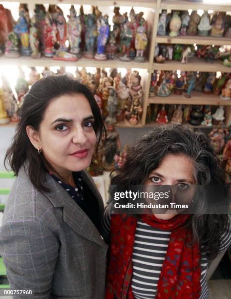 Indian artists Bharti Kher and Dayanita Singh during an exclusive interview with Hindustan Times, at Bharti Kher's studio, in Udyog Vihar Phase-1...