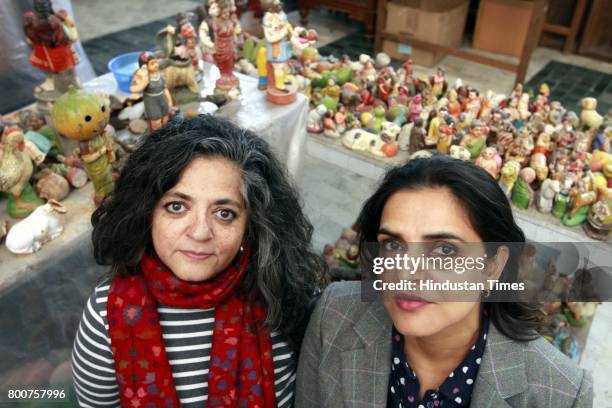 Indian artists Bharti Kher and Dayanita Singh during an exclusive interview with Hindustan Times, at Bharti Kher's studio, in Udyog Vihar Phase-1...