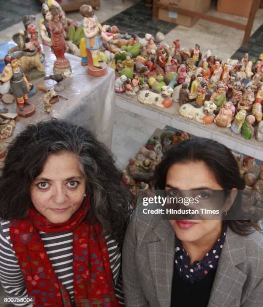 Indian artists Bharti Kher and Dayanita Singh during an exclusive interview with Hindustan Times, at Bharti Kher's studio, in Udyog Vihar Phase-1...