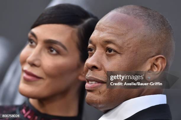 Rapper/producer Dr. Dre and wife Nicole Young arrive at the premiere of 'The Defiant Ones' at Paramount Theatre on June 22, 2017 in Hollywood,...