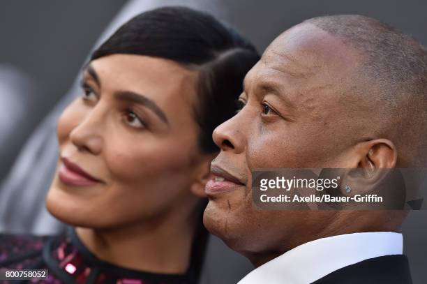 Rapper/producer Dr. Dre and wife Nicole Young arrive at the premiere of 'The Defiant Ones' at Paramount Theatre on June 22, 2017 in Hollywood,...