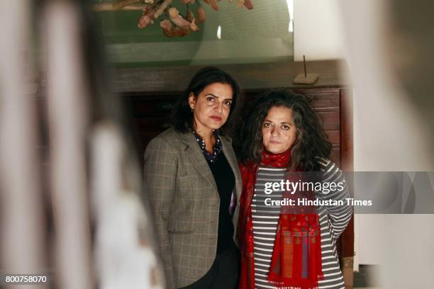 Indian artists Bharti Kher and Dayanita Singh during an exclusive interview with Hindustan Times, at Bharti Kher's studio, in Udyog Vihar Phase-1...