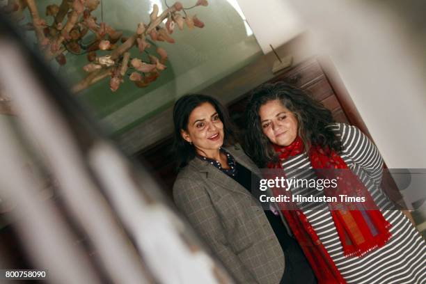 Indian artists Bharti Kher and Dayanita Singh during an exclusive interview with Hindustan Times, at Bharti Kher's studio, in Udyog Vihar Phase-1...