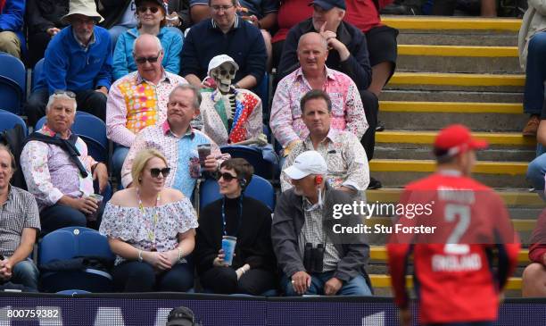 Spectators bring a skeleton to the match during the 3rd NatWest T20 International between England and South Africa at SWALEC Stadium on June 25, 2017...
