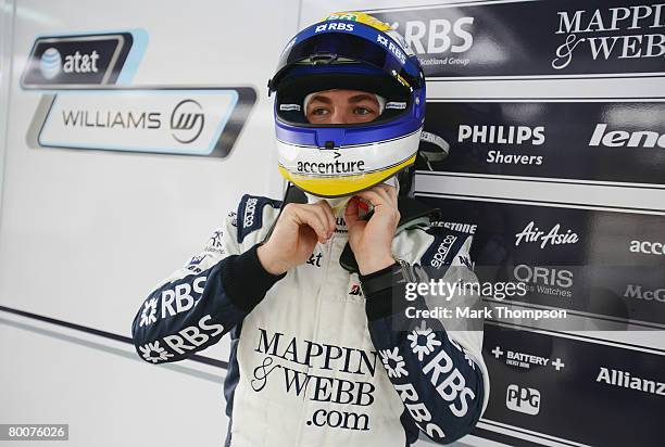 Nico Rosberg of Germany and Williams is seen during pre-season Formula One winter testing at the Monteblanco Circuit on December 10, 2007 in Seville,...