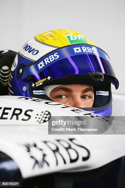 Nico Rosberg of Germany and Williams is seen during pre-season Formula One winter testing at the Monteblanco Circuit on December 10, 2007 in Seville,...