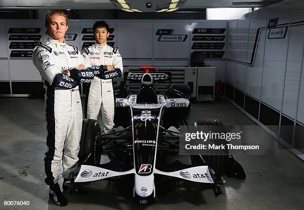 Nico Rosberg of Germany and Williams and Kazuki Nakajima of Japan and Williams during pre-season Formula One winter testing at the Monteblanco...