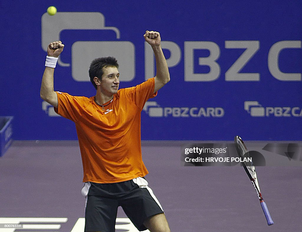 Sergiy Stakhovsky of Ukraine celebrates