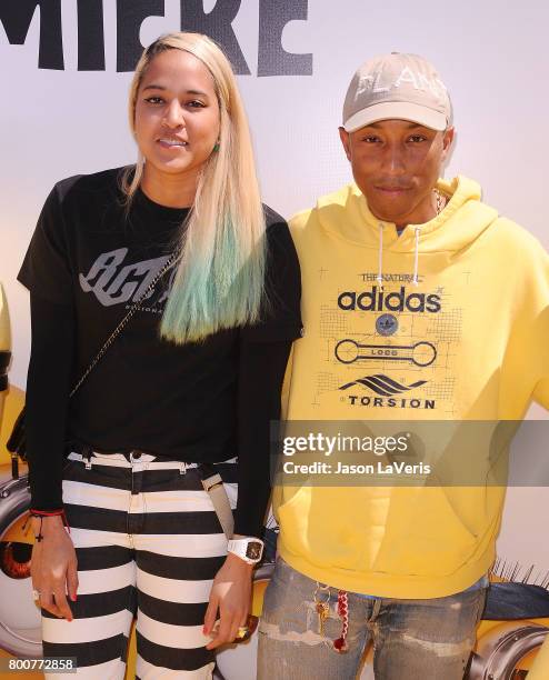 Pharrell Williams and wife Helen Lasichanh attend the premiere of "Despicable Me 3" at The Shrine Auditorium on June 24, 2017 in Los Angeles,...