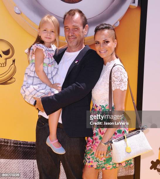 Trey Parker, wife Boogie Tillmon and daughter Betty Parker attend the premiere of "Despicable Me 3" at The Shrine Auditorium on June 24, 2017 in Los...