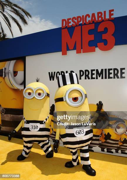 Minions attend the premiere of "Despicable Me 3" at The Shrine Auditorium on June 24, 2017 in Los Angeles, California.