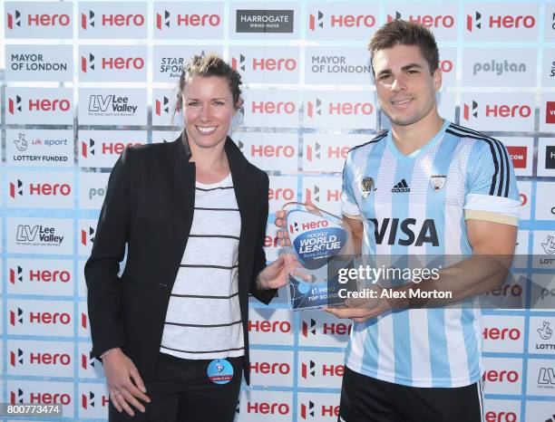 Gonzalo Peillat of Argentina poses with his Top Goalscorer trophy after the final match between Argentina and the Netherlands on day nine of the Hero...