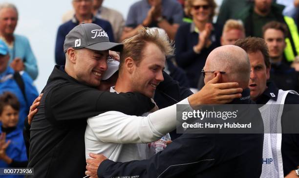 Harry Ellis of Meon Valley celebrates with family after winning The Amateur Championship at Royal St. George on June 24, 2017 in Sandwich, England.