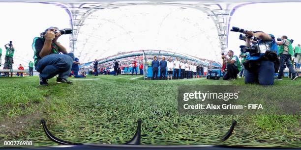 The GErmnay team mbench line up prior to the FIFA Confederations Cup Russia 2017 Group B match between Germany and Cameroon at Fisht Olympic Stadium...