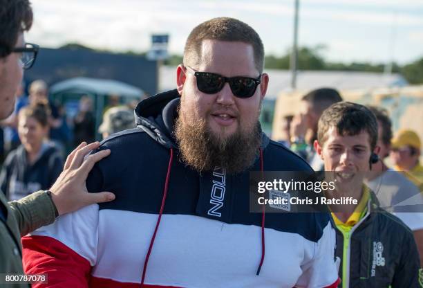 Rory Graham, a.k.a Rag'n'Bone Man, is seen at Glastonbury Festival Site on June 25, 2017 in Glastonbury, England.