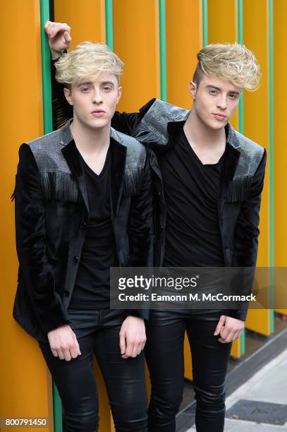 Jedward attend the photocall of MTV's new show "Single AF" at MTV London on June 25, 2017 in London, England.