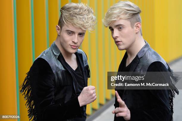 Jedward attend the photocall of MTV's new show "Single AF" at MTV London on June 25, 2017 in London, England.