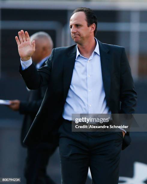 Rogerio Ceni, head coach of Sao Pauloi enters the field before during the match between Sao Paulo and Fluminense for the Brasileirao Series A 2017 at...