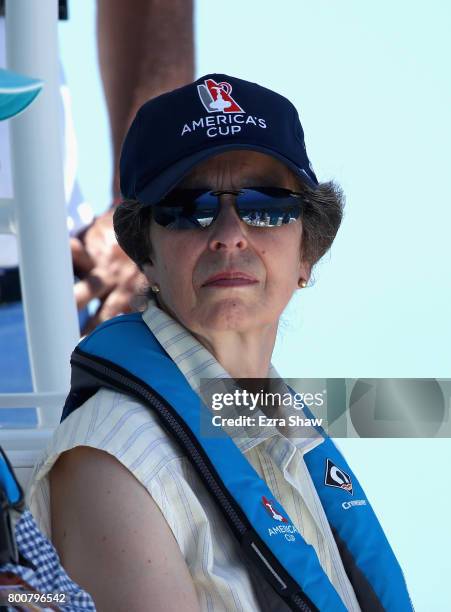 Princess Anne, Princess Royal watches day 4 of the America's Cup Match Presented by Louis Vuitton on June 25, 2017 in Hamilton, Bermuda.